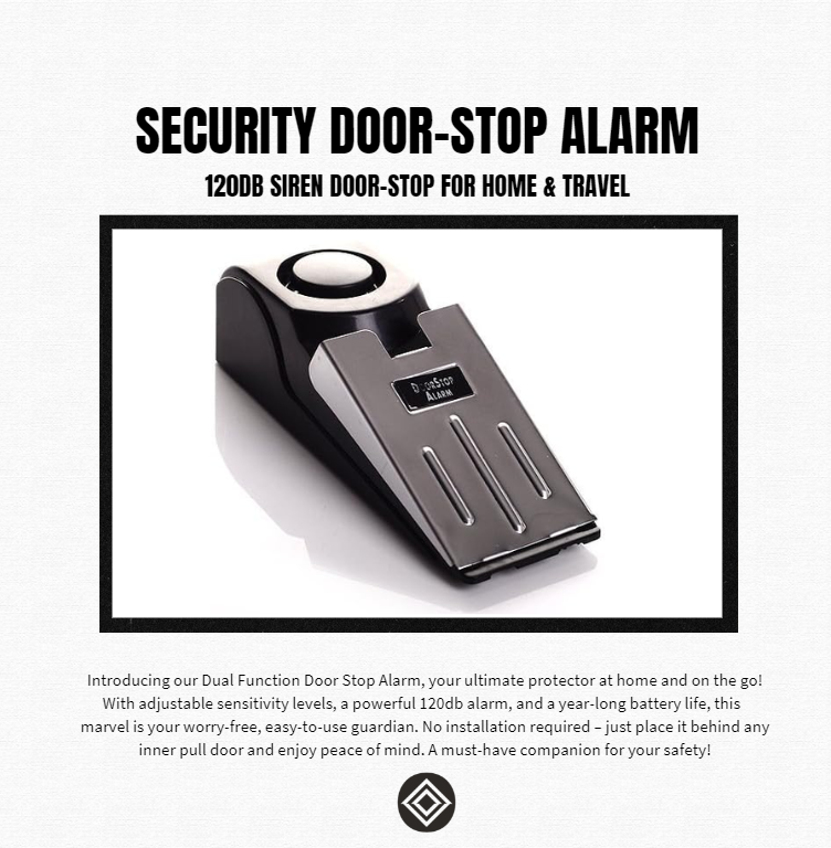 Security Door Stop Alarm for Home & Travel